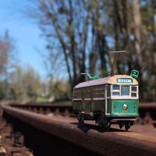 Wind up vintage tin toy tram