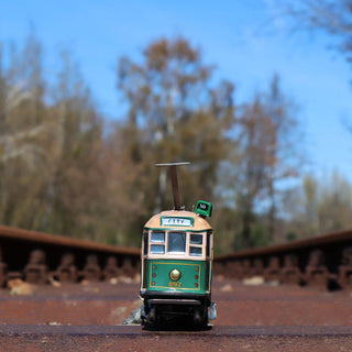 Wind up vintage tin toy tram