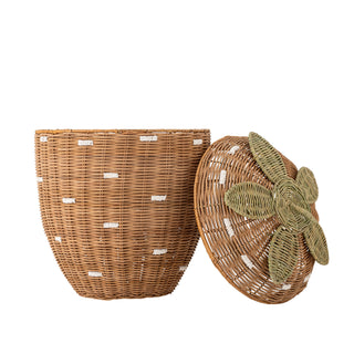Fruit Storage Basket with Lid – Whimsical Rattan Toy Storage