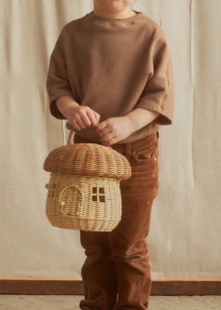 Rattan Mushroom Basket – Natural Rattan Carry Basket with Door