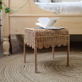 Rattan Petal Storie Stool – Natural Rattan Storage Stool
