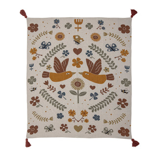 Floral Tassel Throw – Cosy Autumn Nursery & Playroom Blanket