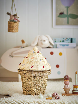 Ice Cream Cone Basket with Lid – Seagrass Children’s Toy Storage