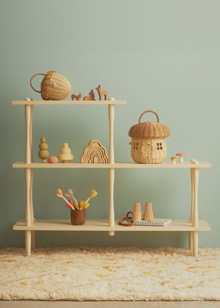 Rattan Mushroom Basket – Natural Rattan Carry Basket with Door