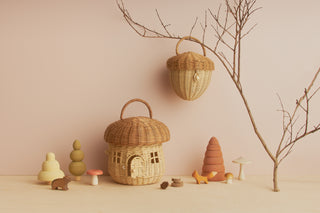 Rattan Mushroom Basket – Natural Rattan Carry Basket with Door