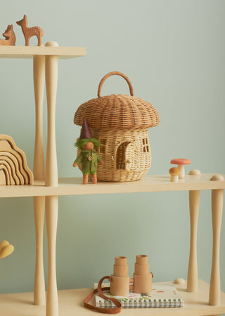 Rattan Mushroom Basket – Natural Rattan Carry Basket with Door