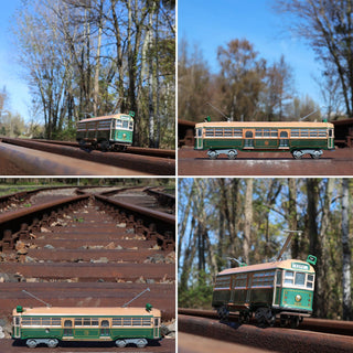 Wind up vintage tin toy tram
